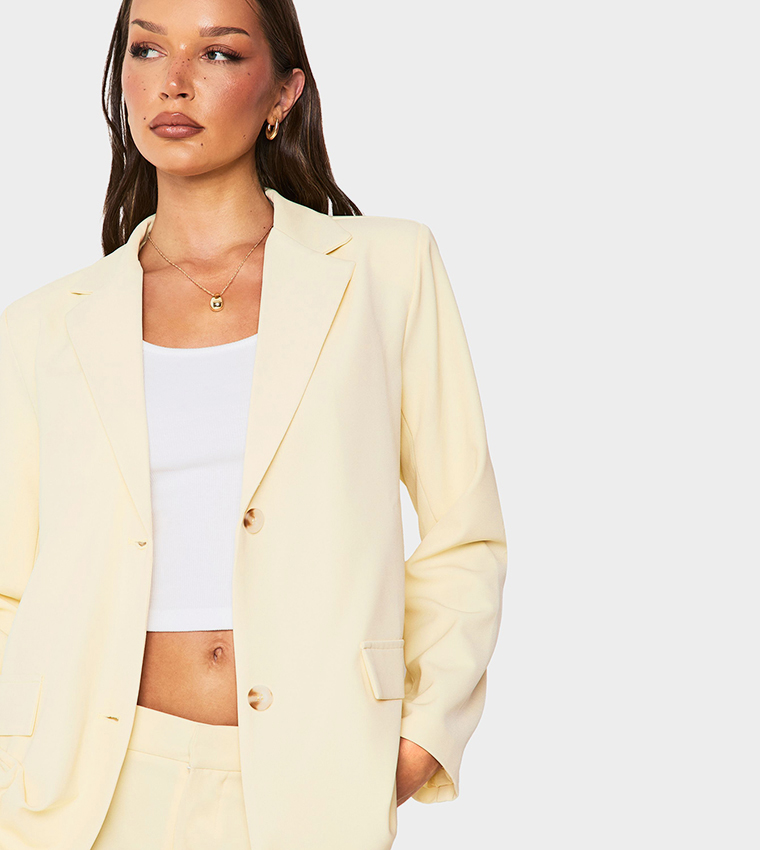 Solid Long Sleeves Oversized Blazer