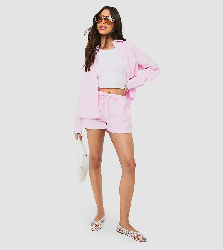 Linen Look Drawstring Shorts