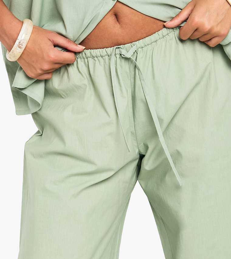 Cotton Poplin Wide Leg Trousers