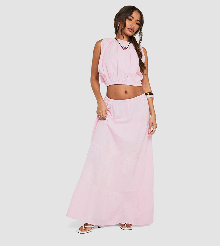 Linen Puffball Sleeveless Top