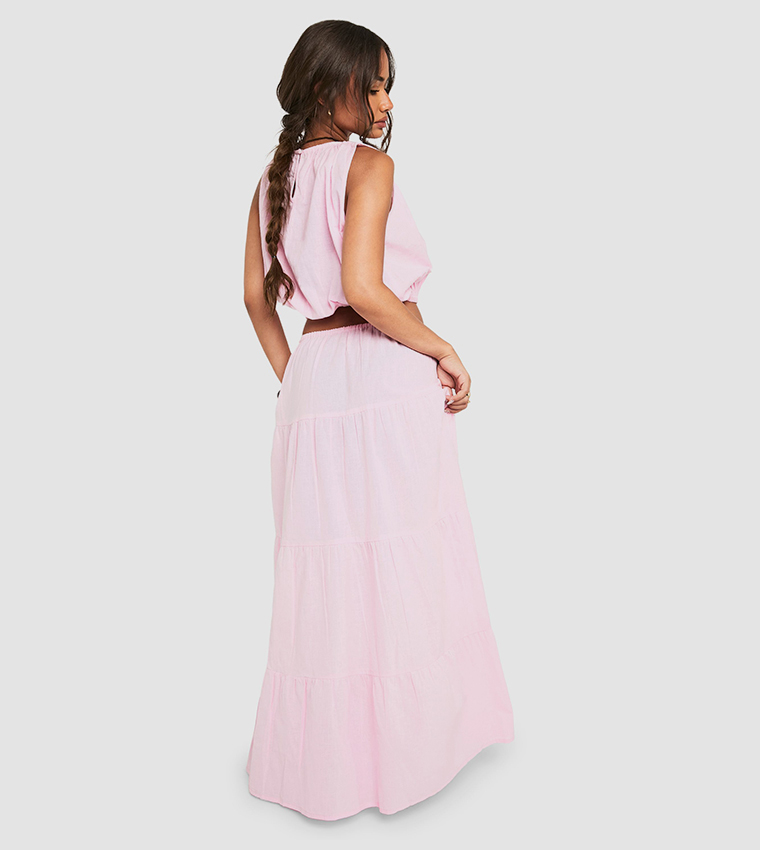 Linen Maxi Tiered Skirt