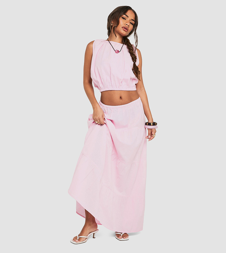 Linen Maxi Tiered Skirt