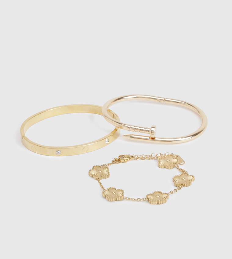 3 Pack Gold Detail Bracelets