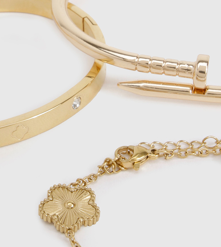 3 Pack Gold Detail Bracelets