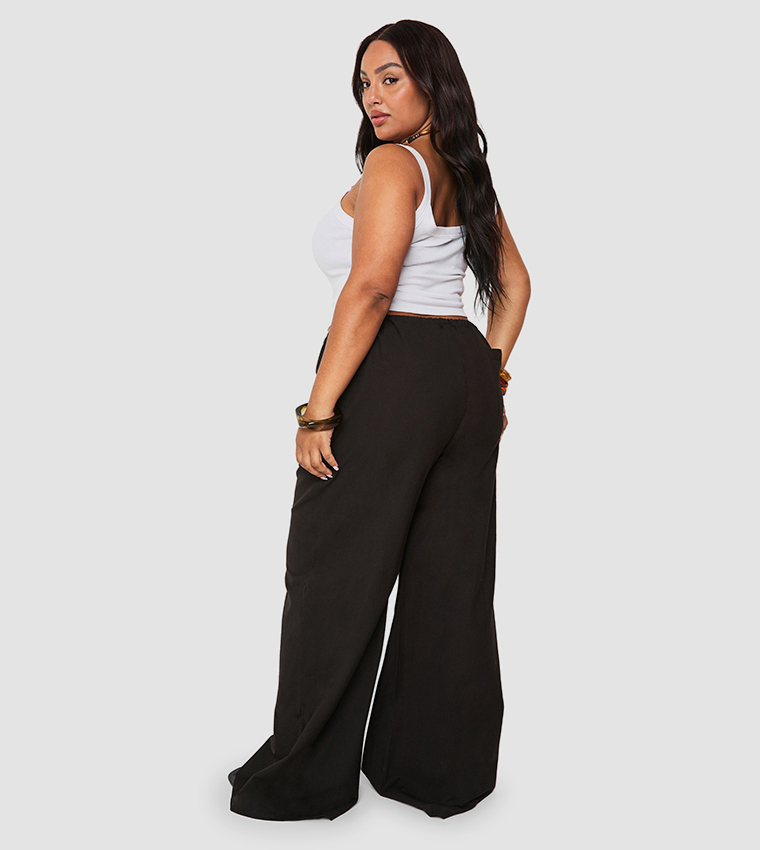 Curve Linen Drawstring Wide Leg Trousers