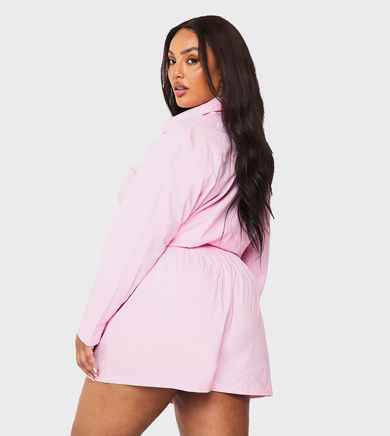 Curve Poplin Button Down Shorts