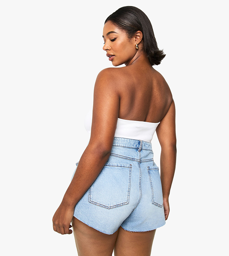 Curve Flippy Wide Leg Denim Shorts