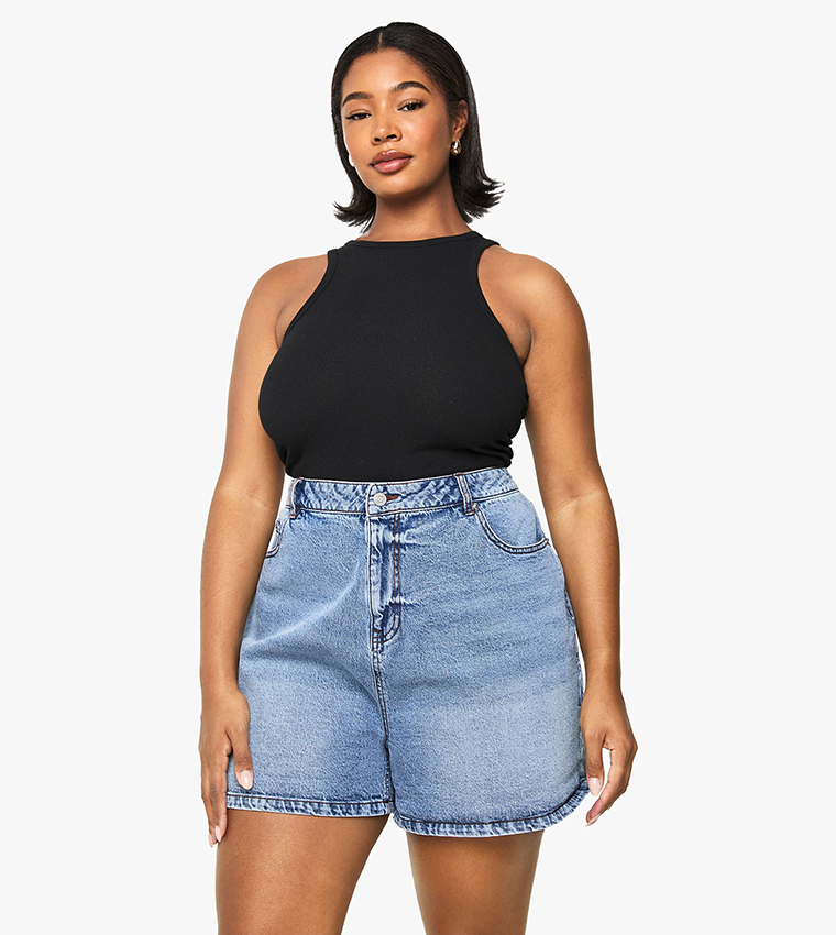 Curve Denim Mom Fit Shorts
