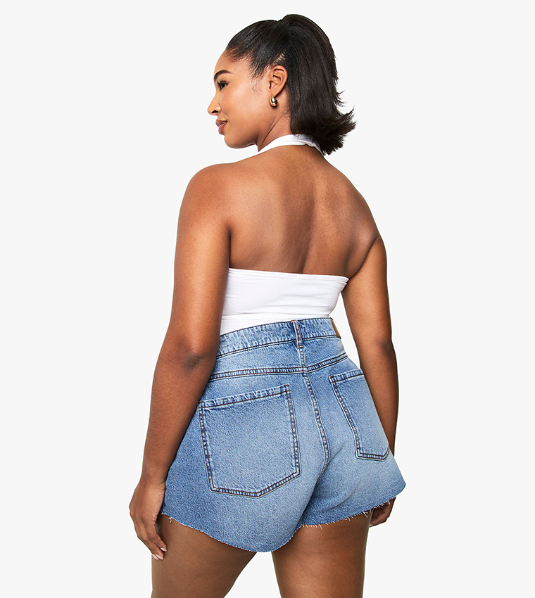 Curve Flippy Wide Leg Denim Shorts