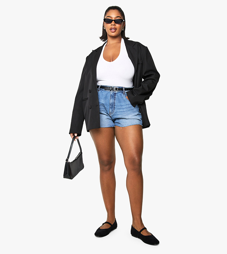 Curve Flippy Wide Leg Denim Shorts