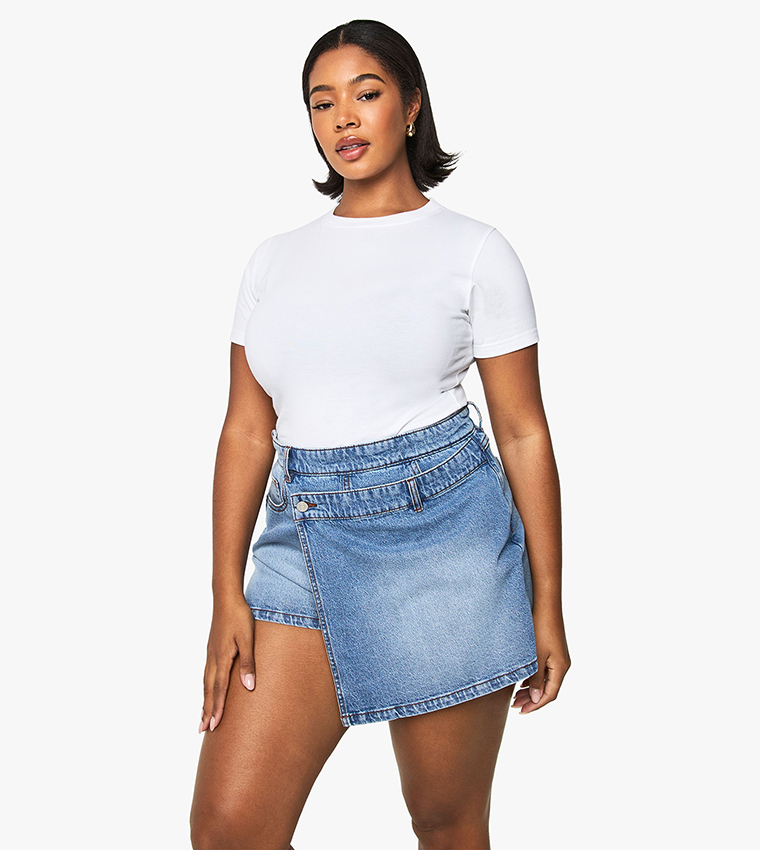 Curve High Waist Denim Skort