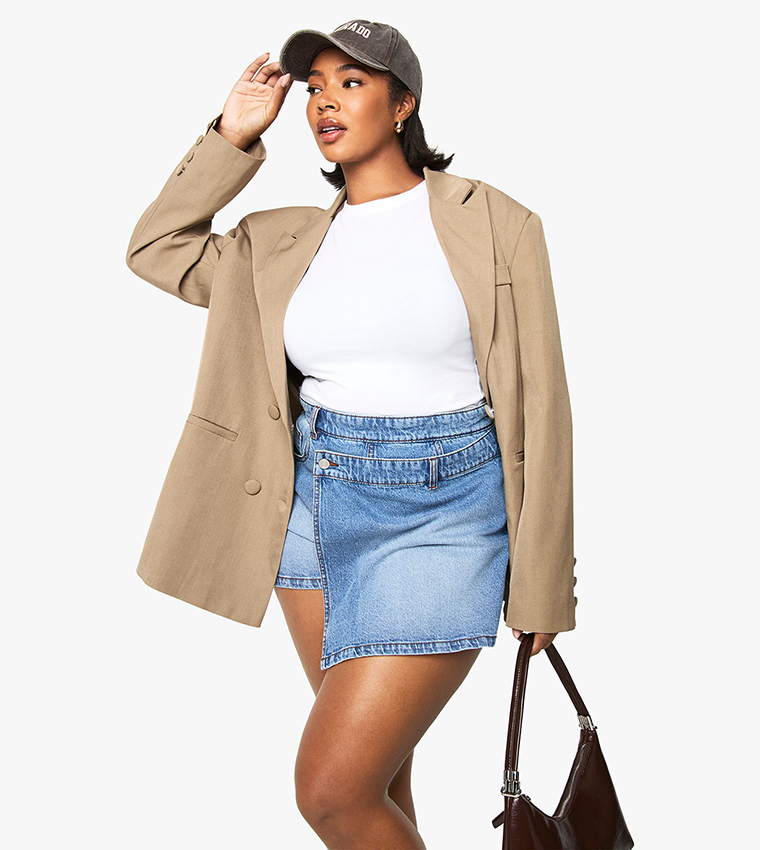 Curve High Waist Denim Skort