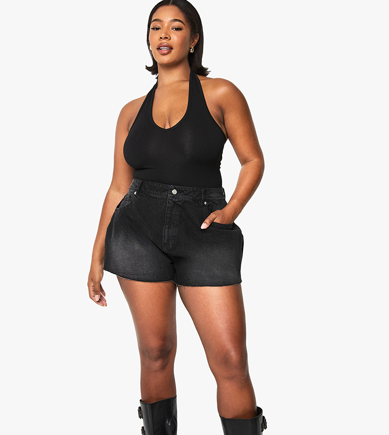 Curve Raw Hem Denim Shorts