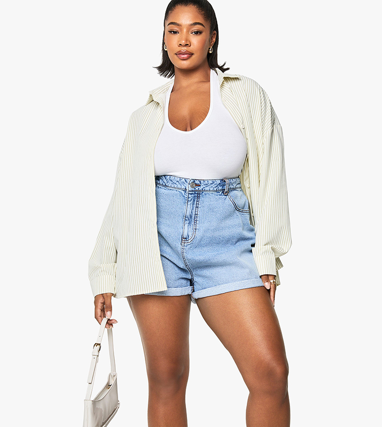 Curve Denim Mom Fit Shorts