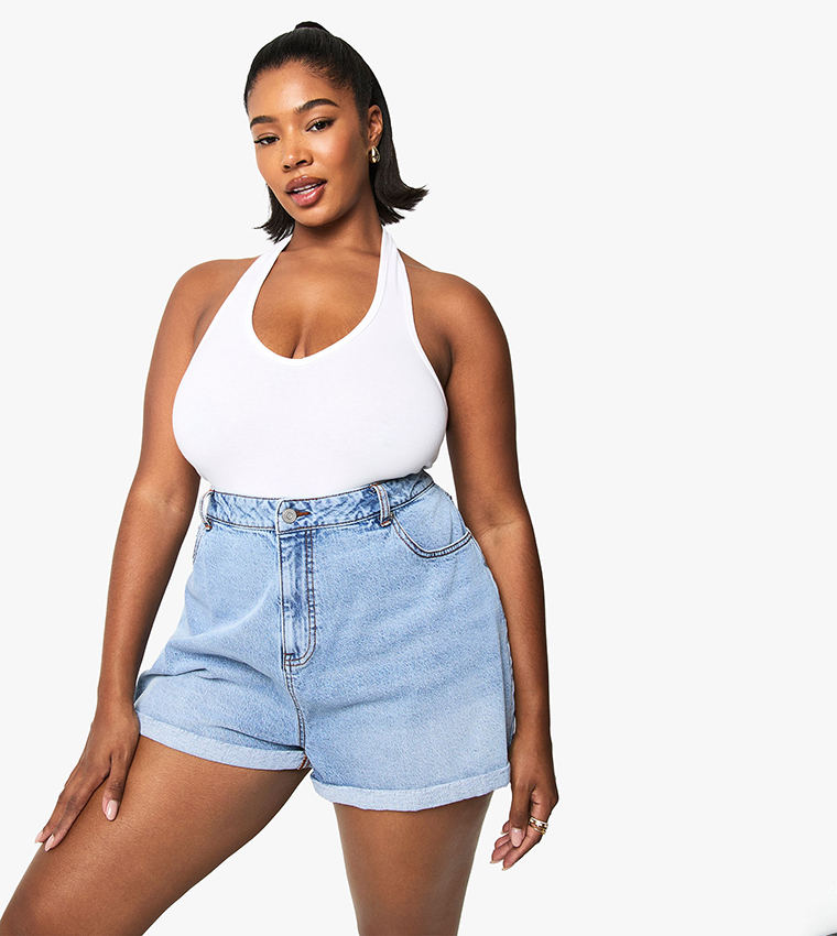 Curve Denim Mom Fit Shorts