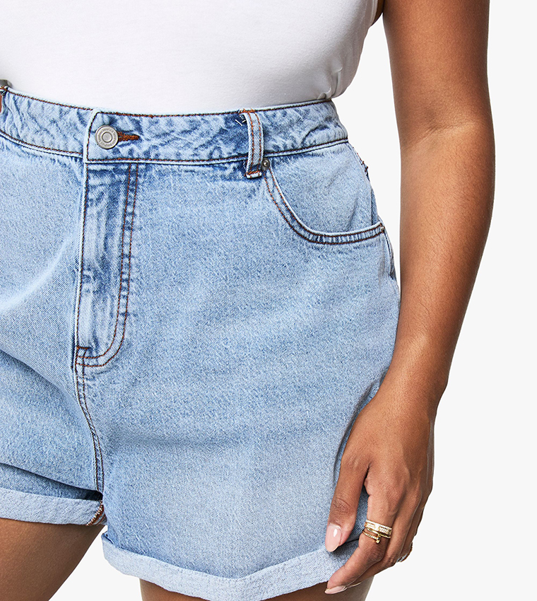 Curve Denim Mom Fit Shorts