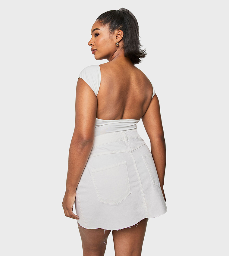 Curve High Waist Denim Mini Skirt