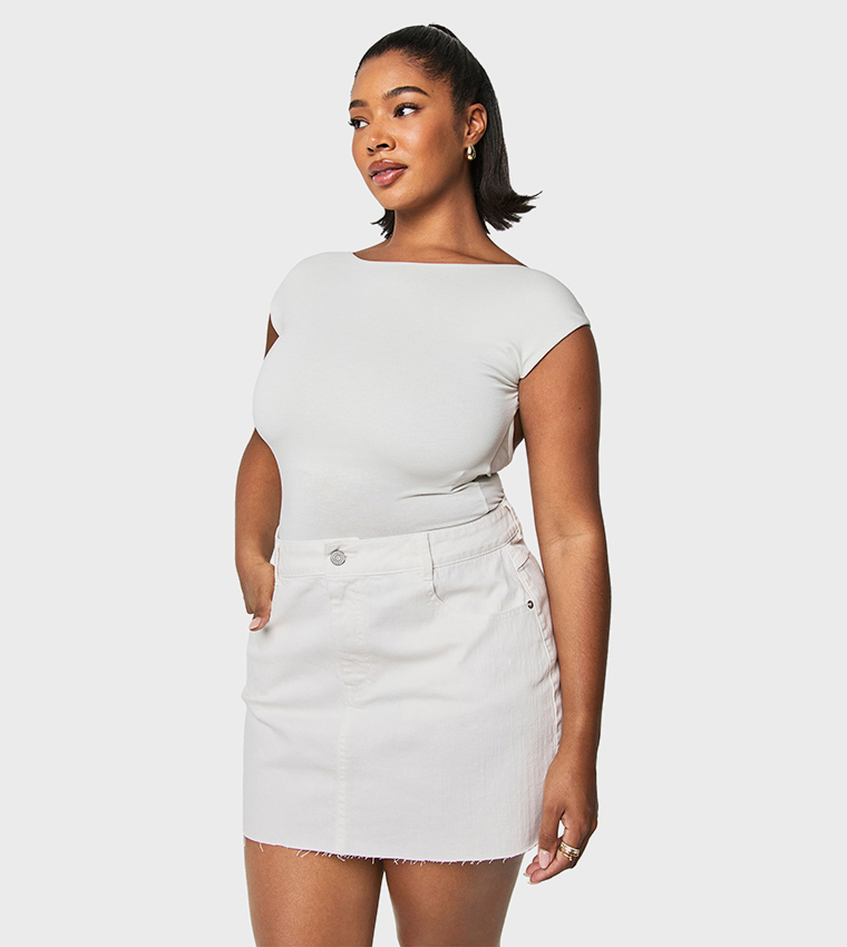 Curve High Waist Denim Mini Skirt