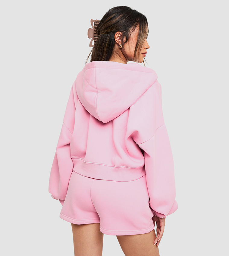 Boxy Balloon Sleeves Oversized Zip Through Jacket