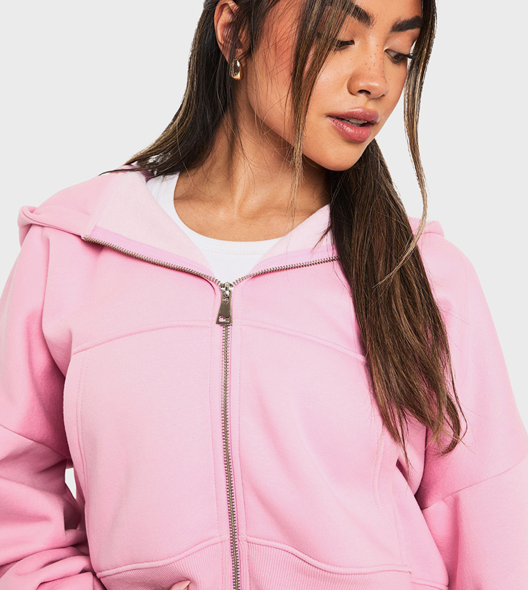 Boxy Balloon Sleeves Oversized Zip Through Jacket