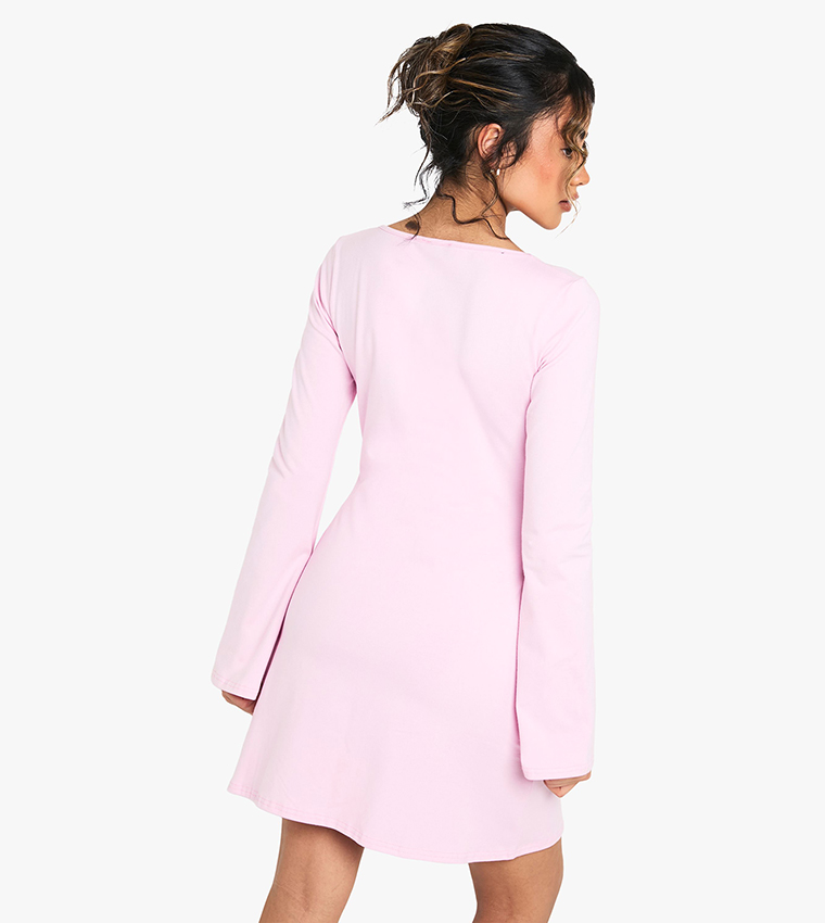 Cotton Square Neck A- Line Mini Dress