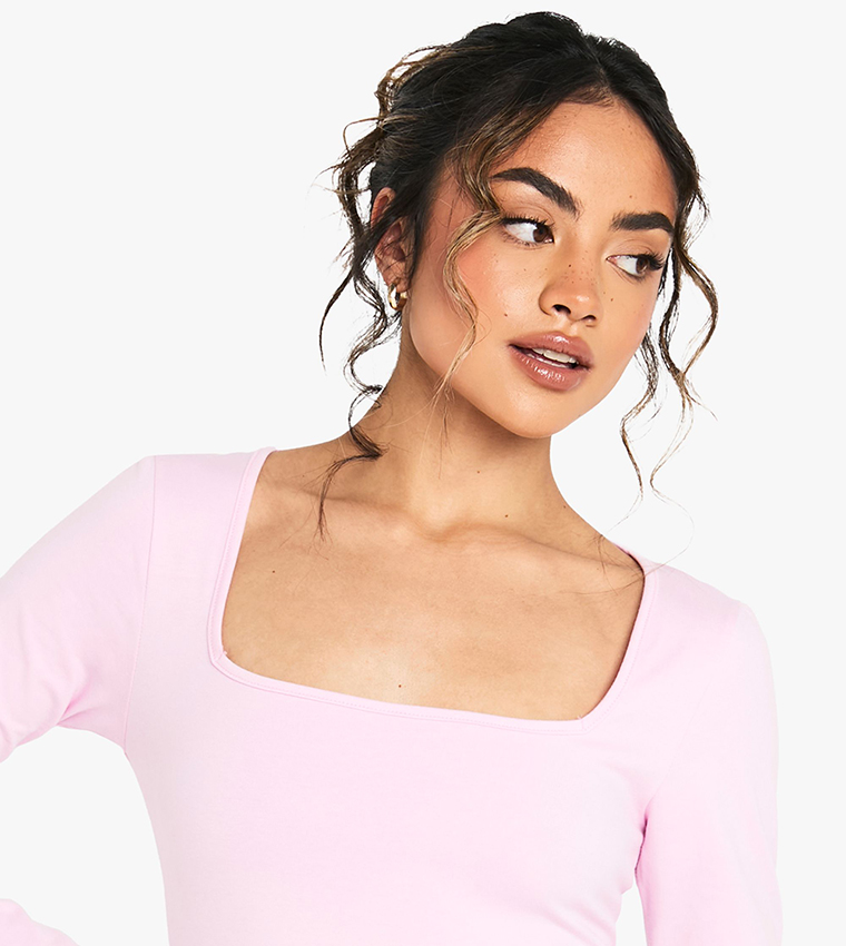 Cotton Square Neck A- Line Mini Dress