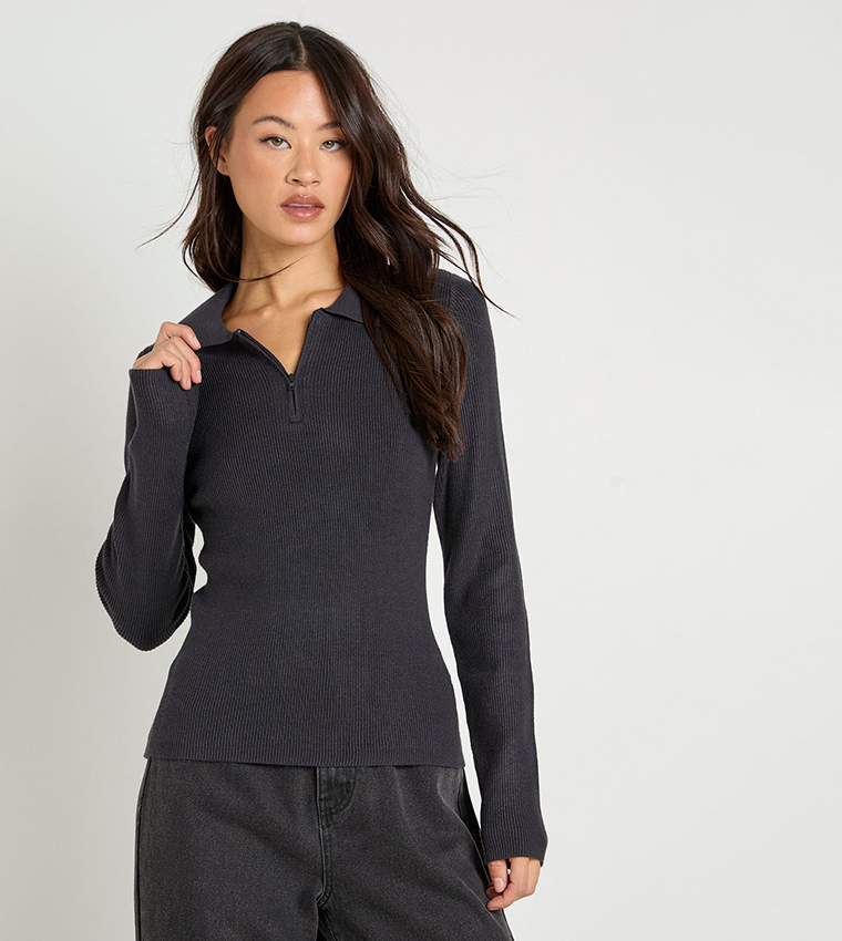 Tall Premium Long Sleeves Ribbed Knit Top