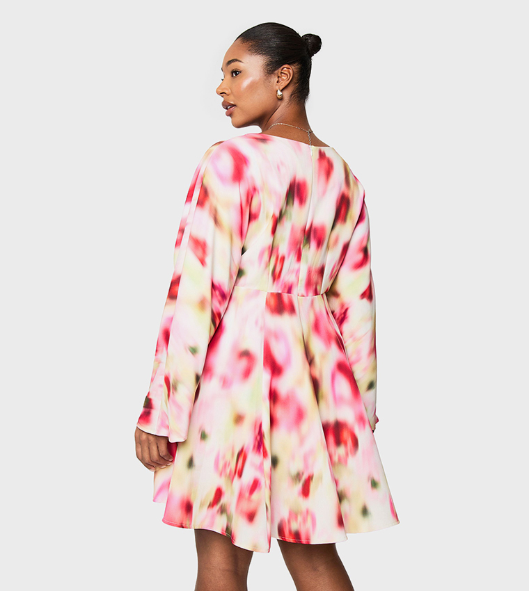 boohoo pink pleated dress Buy Boohoo Pleated High Neck Midi Skater Dress In Pink