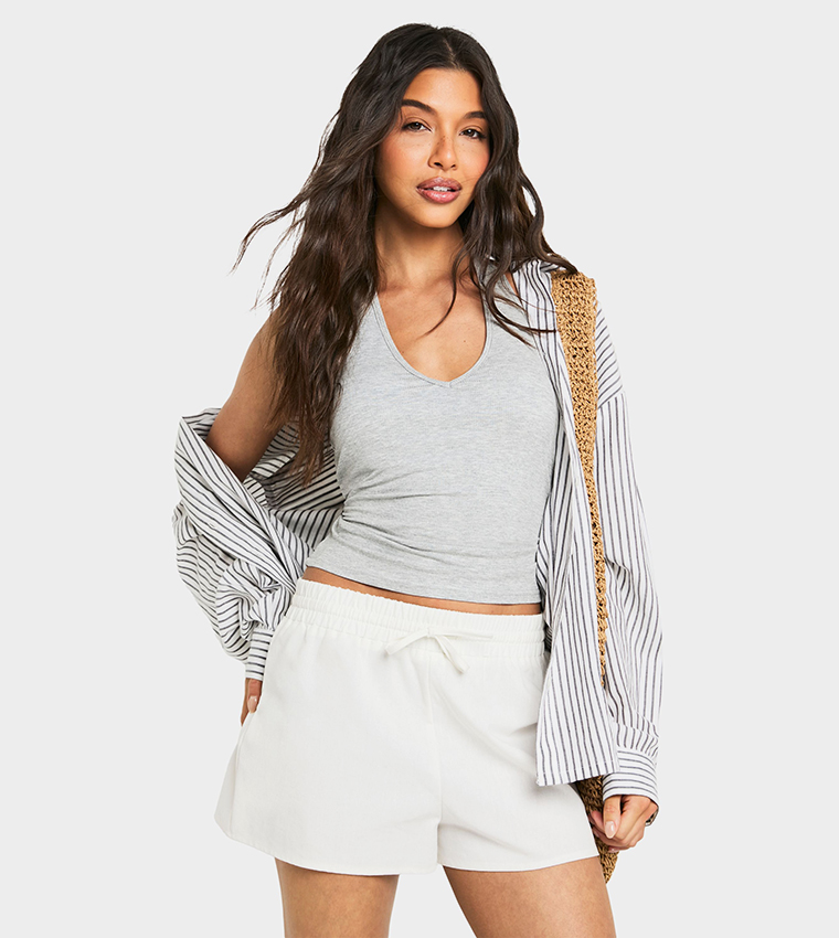 Soft Ribbed Padded Halter Neck Tank Top