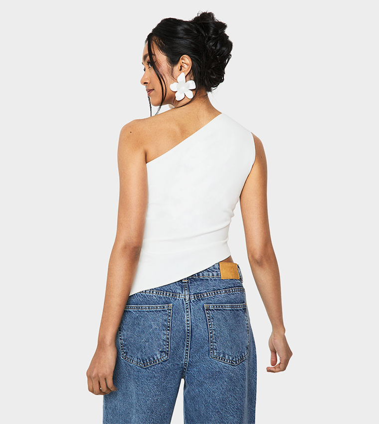 Ruched One Shoulder Asymmetric Top
