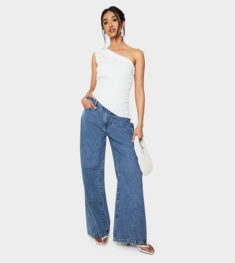 Ruched One Shoulder Asymmetric Top