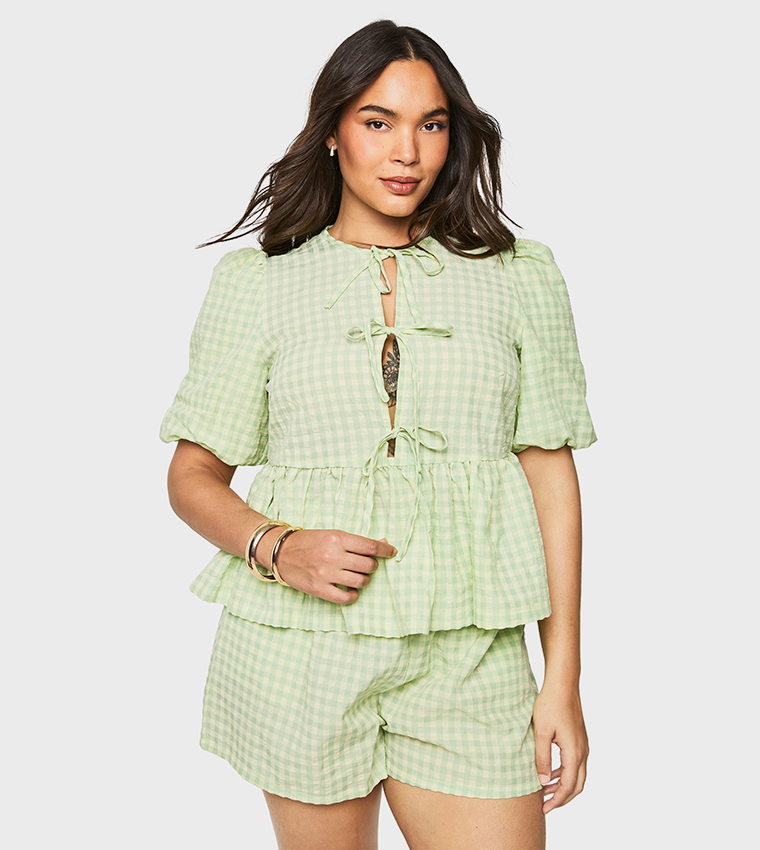 Curve Tie Front Shorty Co-Ord Set