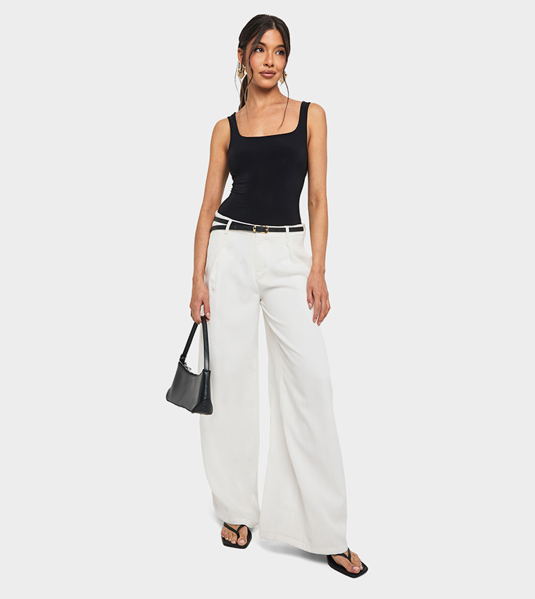 Square Neck Slinky Double Layer Bodysuit