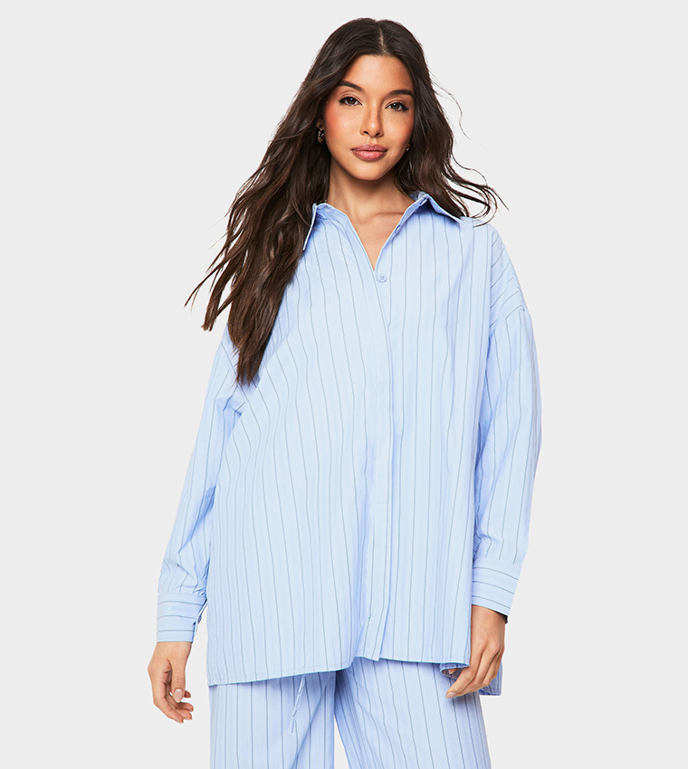 Striped Drop Shoulder Oversized Shirt