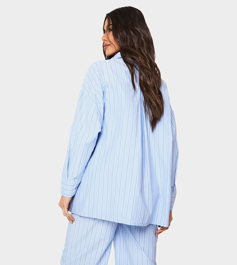 Striped Drop Shoulder Oversized Shirt