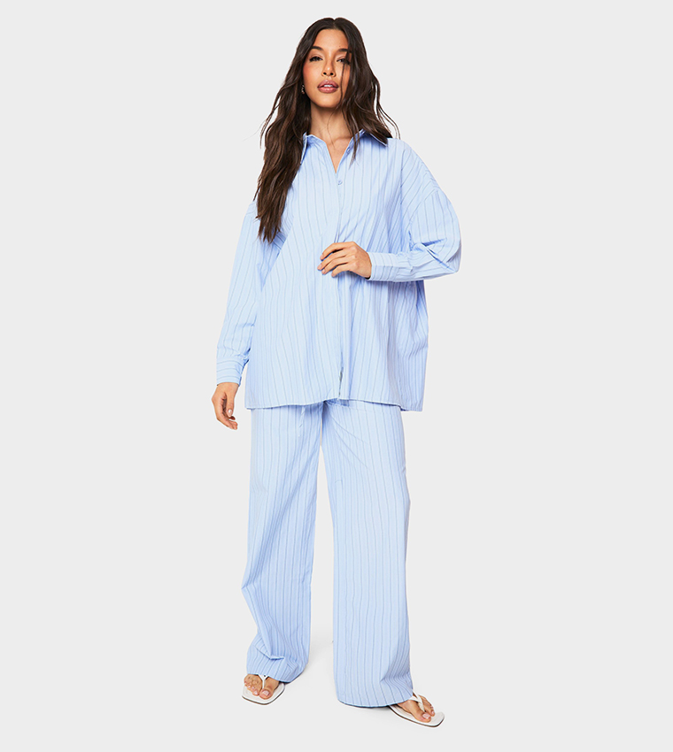 Striped Drop Shoulder Oversized Shirt