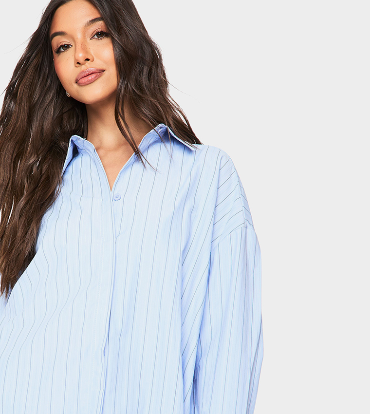 Striped Drop Shoulder Oversized Shirt