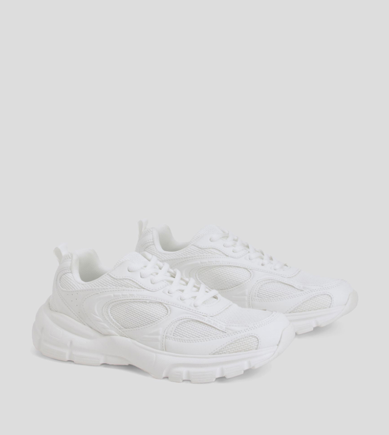 Paneled Chunky Lace-Up Sneakers