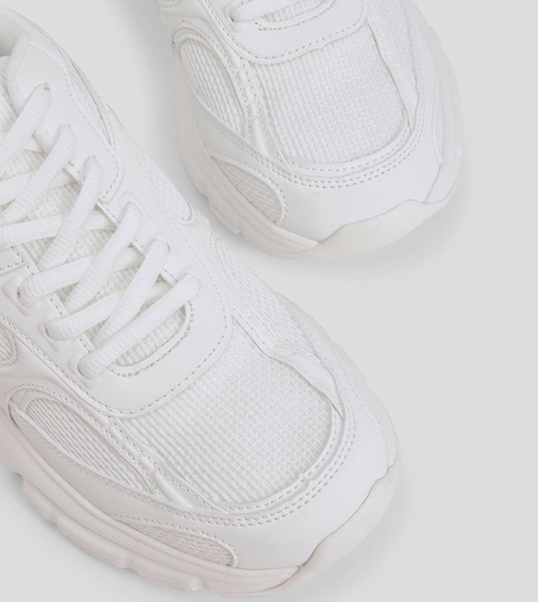 Paneled Chunky Lace-Up Sneakers