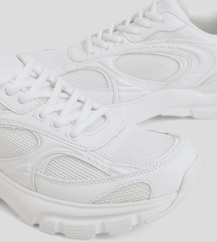 Paneled Chunky Lace-Up Sneakers
