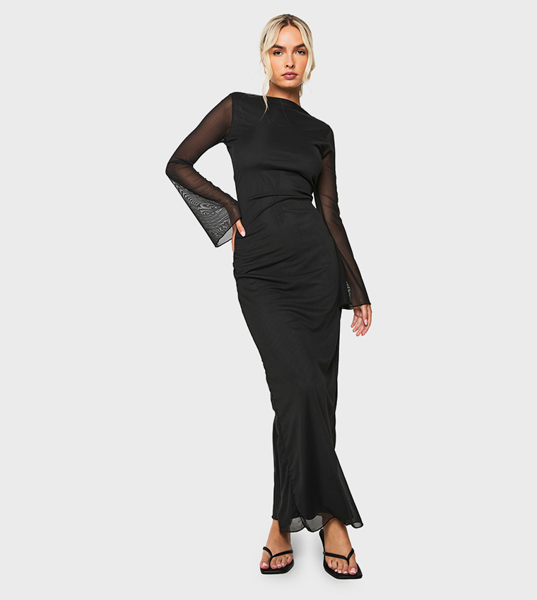 Mesh Scoop Back Maxi Dress