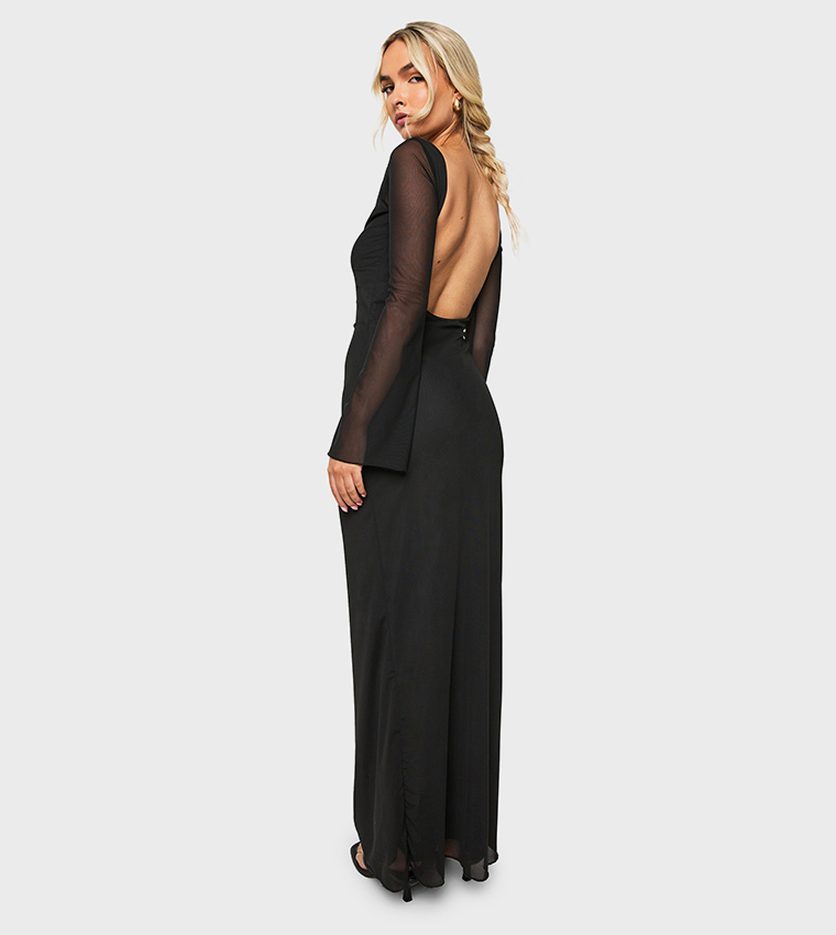 Mesh Scoop Back Maxi Dress