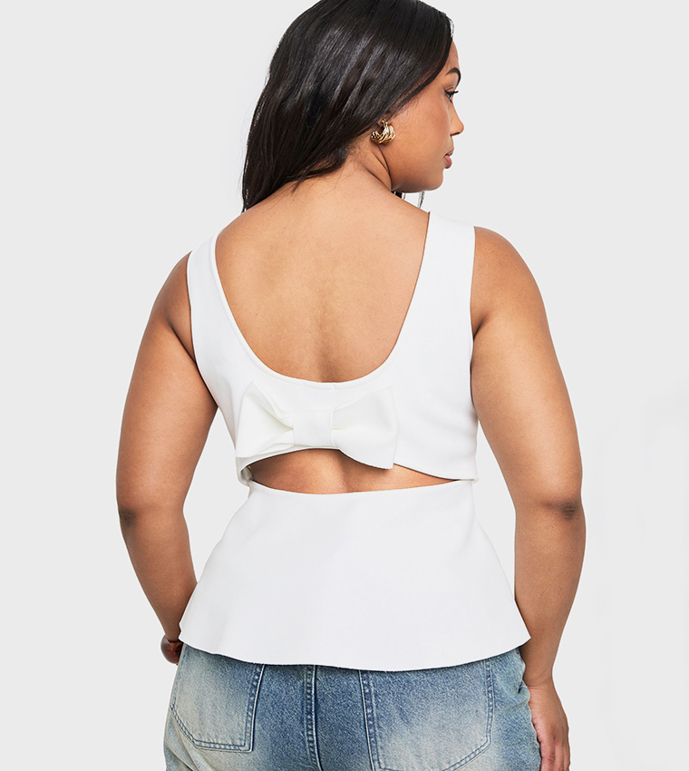 Curve Bow Back Peplum Top