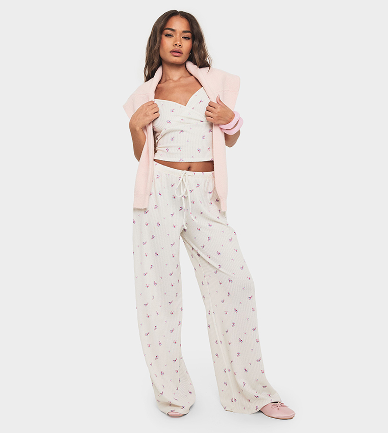 Ditsy Printed Strappy Crop Top