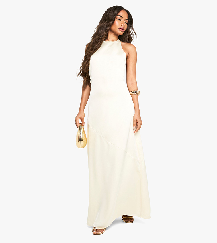 Satin Halterneck Maxi Dress