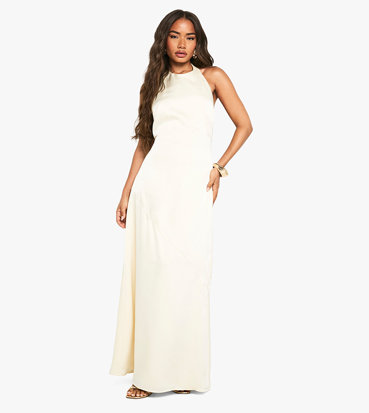 Satin Halterneck Maxi Dress