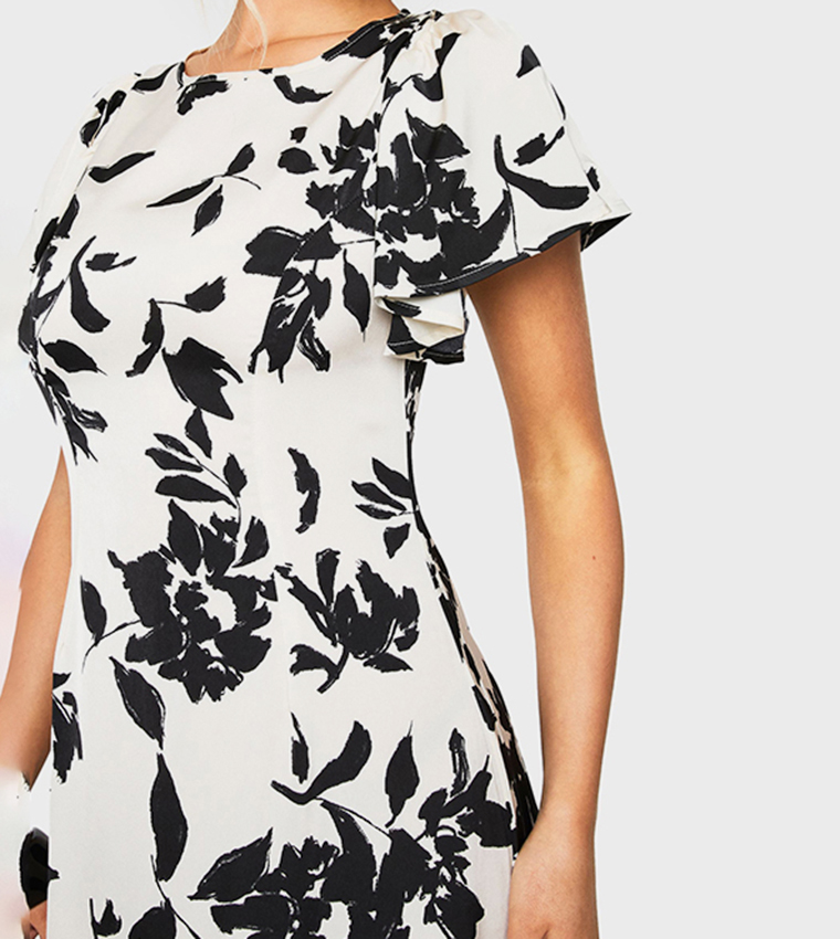 Floral Flared Sleeves Maxi Dress