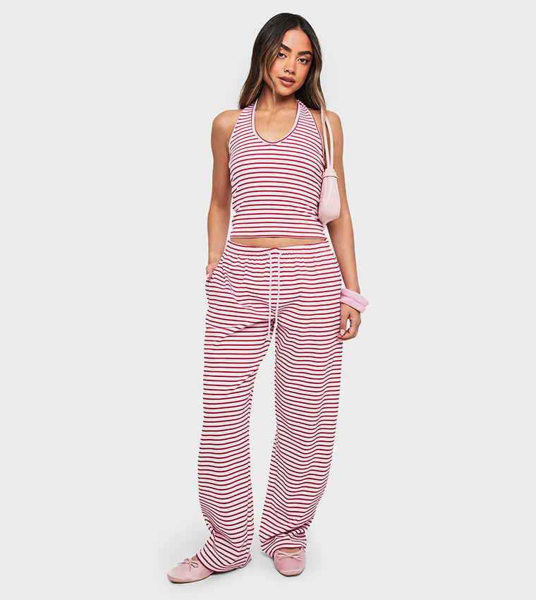 Striped Halterneck Crop Top