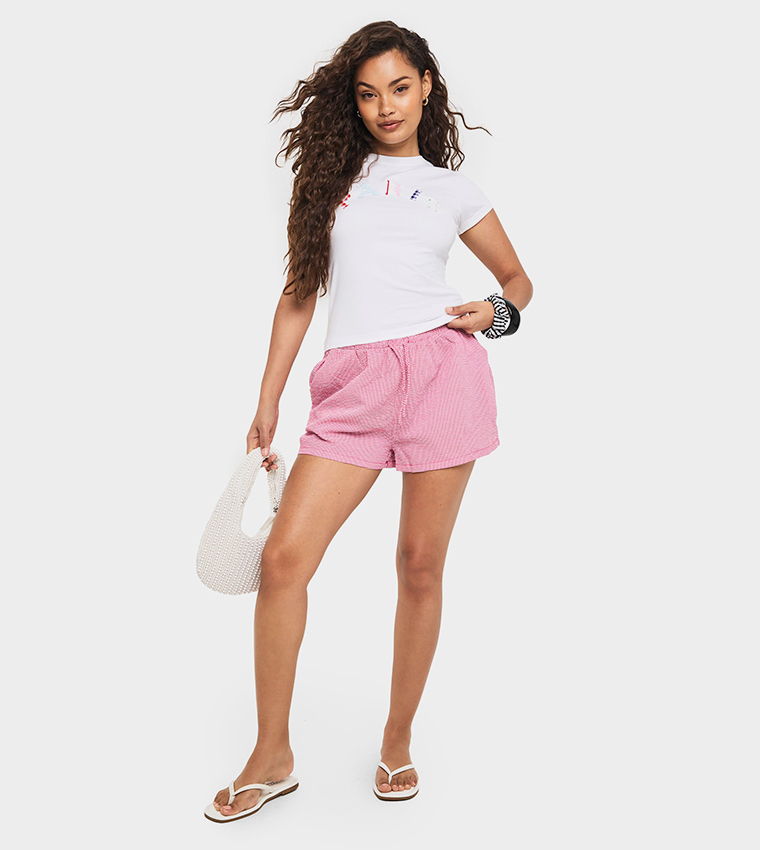 Paris Applique Crew Neck Crop T-Shirt