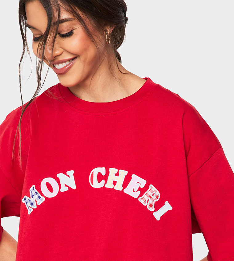 Mon Cheri Applique Oversized T-Shirt